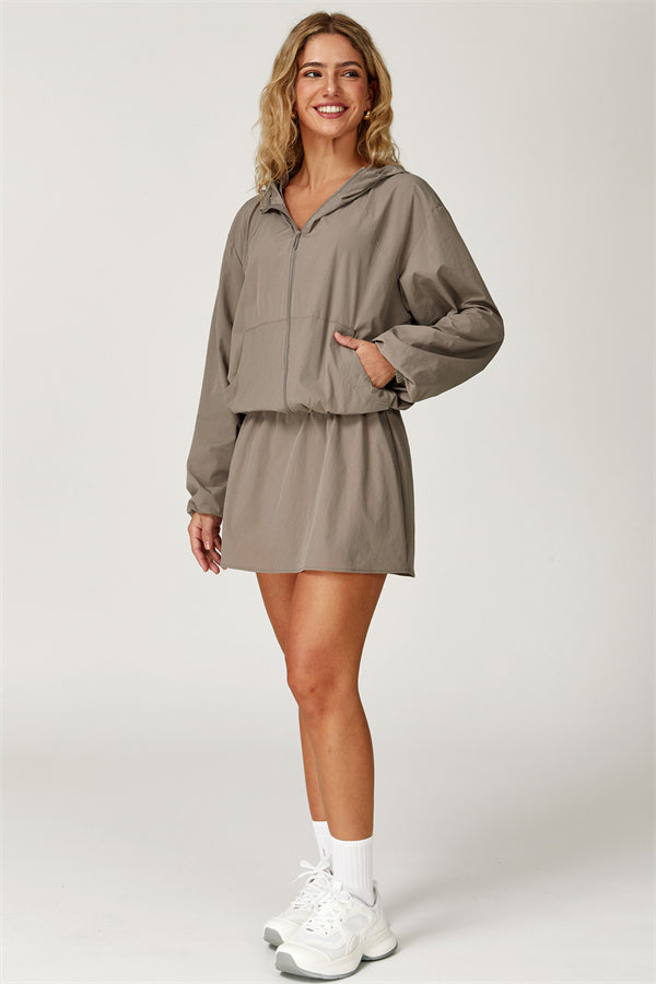 The Zeal Airy Zip Hoodie Tennis Skirt 2-Piece Set