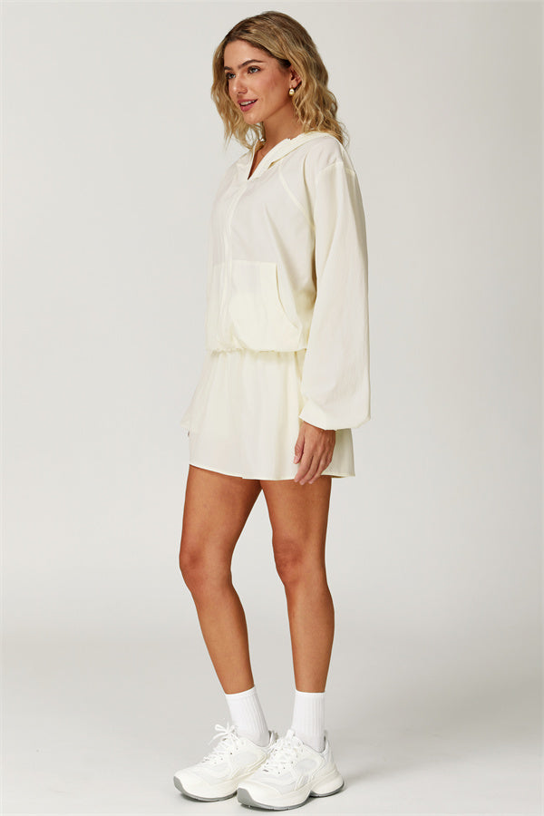 The Zeal Airy Zip Hoodie Tennis Skirt 2-Piece Set