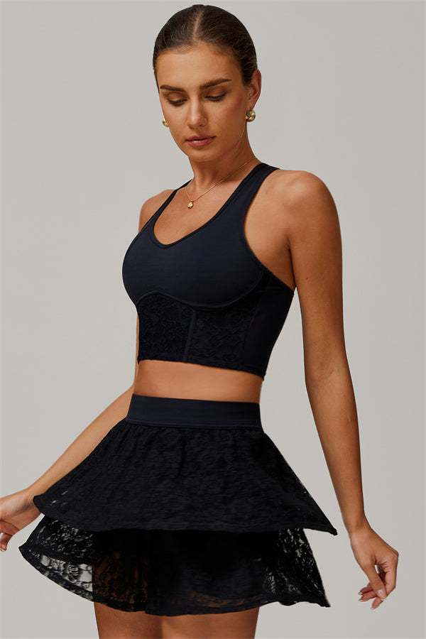 The Wonder Crop Top Tennis Skirt 2-Piece Set