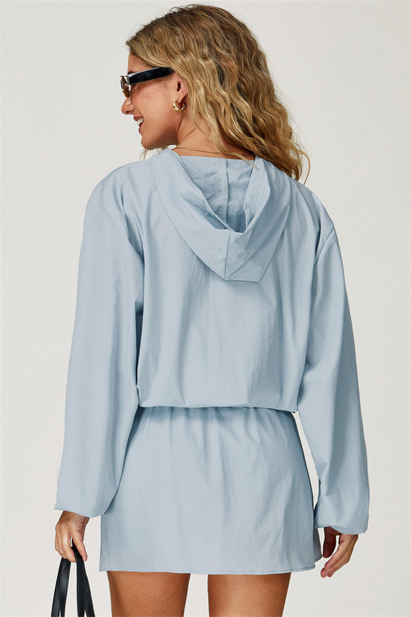 The Zeal Airy Zip Hoodie Tennis Skirt 2-Piece Set