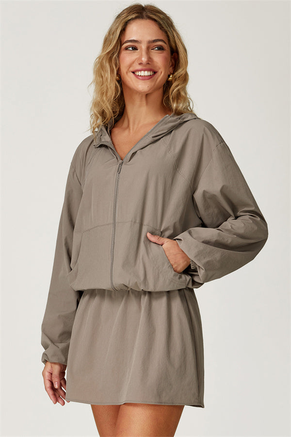 The Zeal Airy Zip Hoodie Tennis Skirt 2-Piece Set