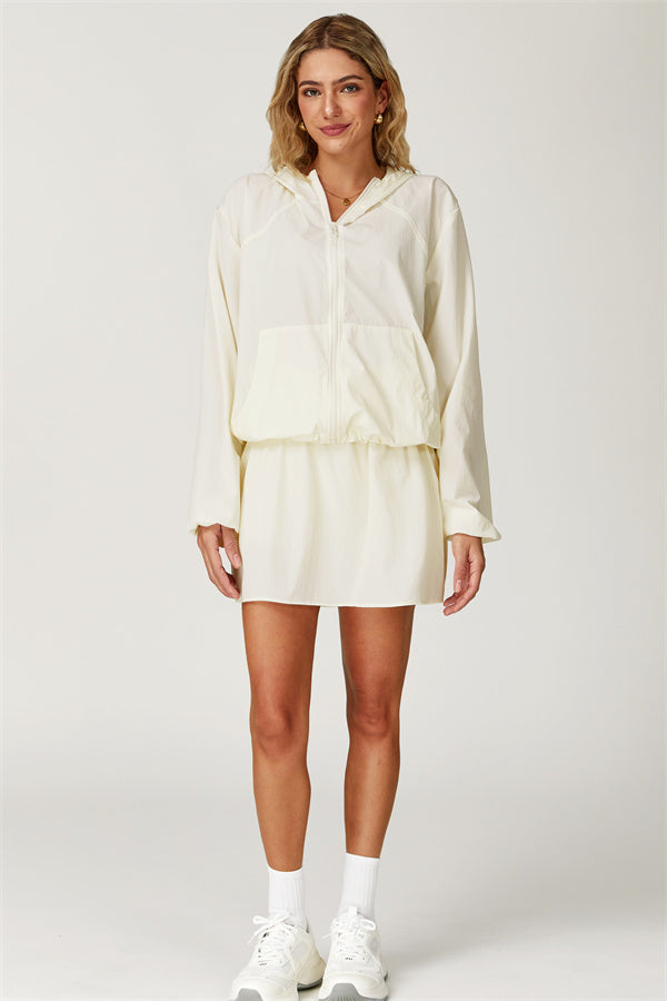 The Zeal Airy Zip Hoodie Tennis Skirt 2-Piece Set