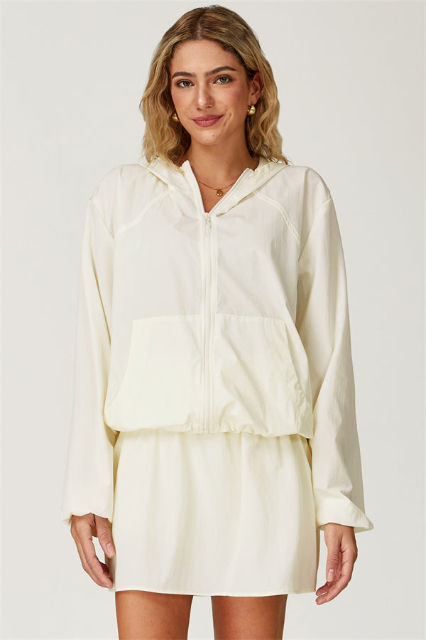 The Zeal Airy Zip Hoodie Tennis Skirt 2-Piece Set